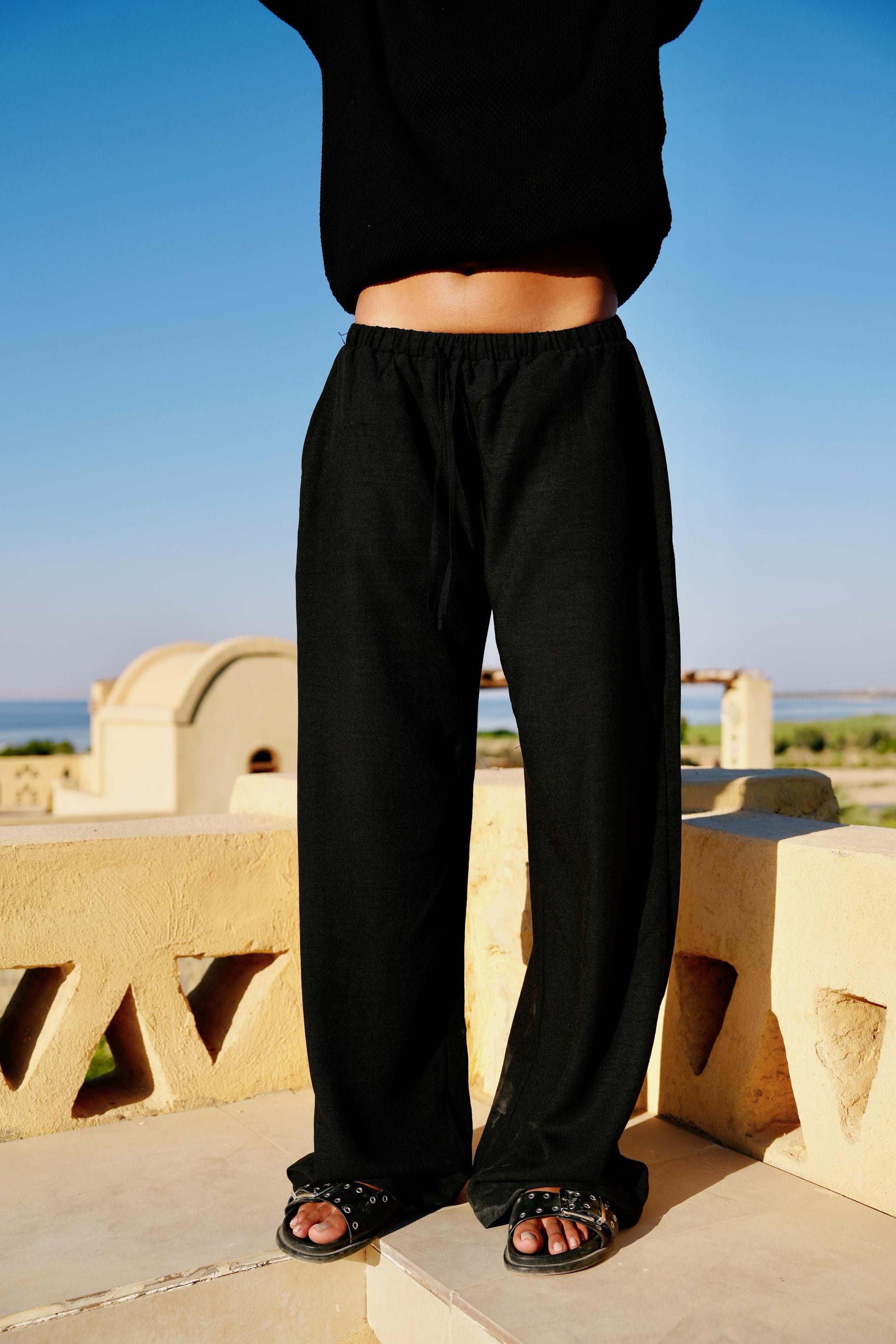 Shoreline Black Linen Pants