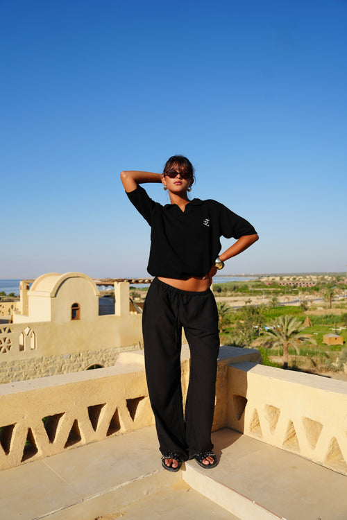 Shoreline Black Linen Pants